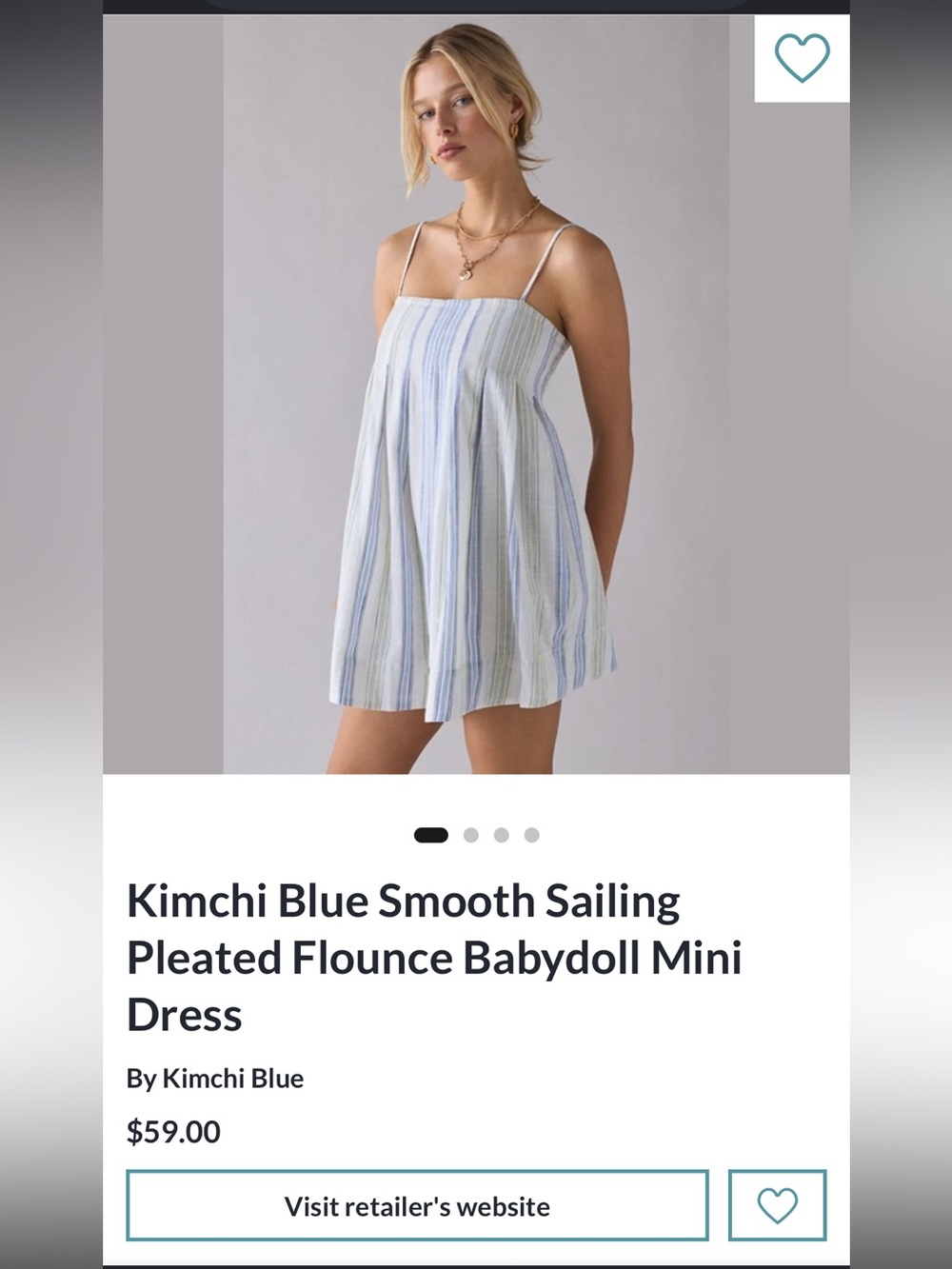 Striped Blue and Yellow Spaghetti Strap Sundress - Picture 6 of 6